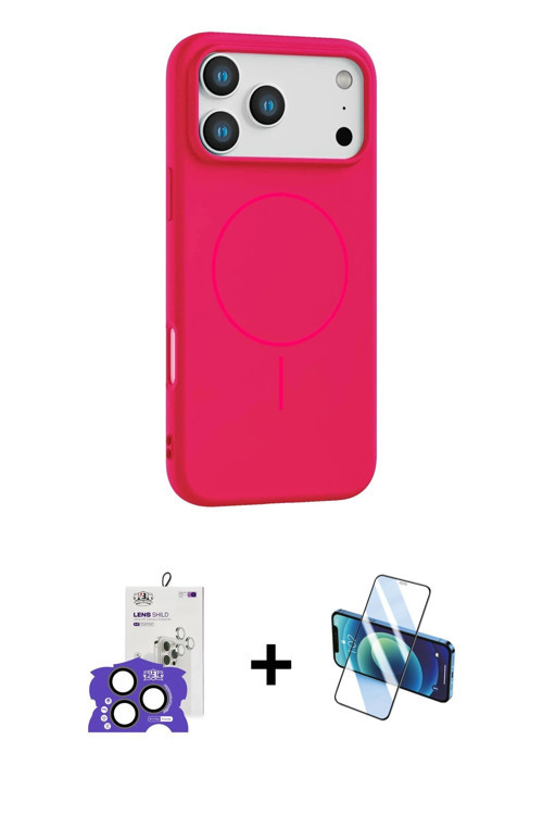 iPhone 17 Pro Max Kılıf Yankı Form Serisi - Siyah 3D Antistatik Cam Ekran Koruyucu + Natural Gr