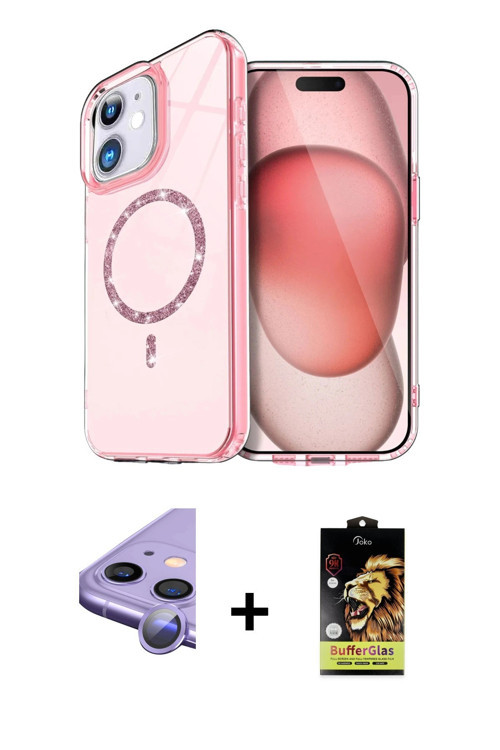 ieg™ iPhone 11 Kılıf Kıvılcım Form Prime - Siyah Buffer Cam Ekran Koruyucu + Mor Raze Metal Kamera L
