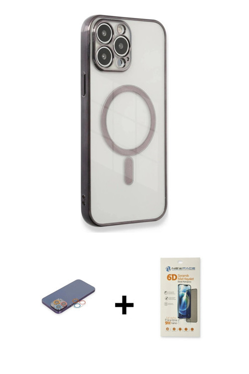 iPhone 13 Pro Max Kılıf Doruk Minimal - Siyah 6D Mat Seramik Hayalet Nano Ekran Koruyucu + Pemb