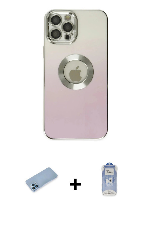 iPhone 12 Pro Max Kılıf Kutup Yansıma Özel Seri - Siyah Joko Magic 5D Cam + Mavi Shine Kamera L