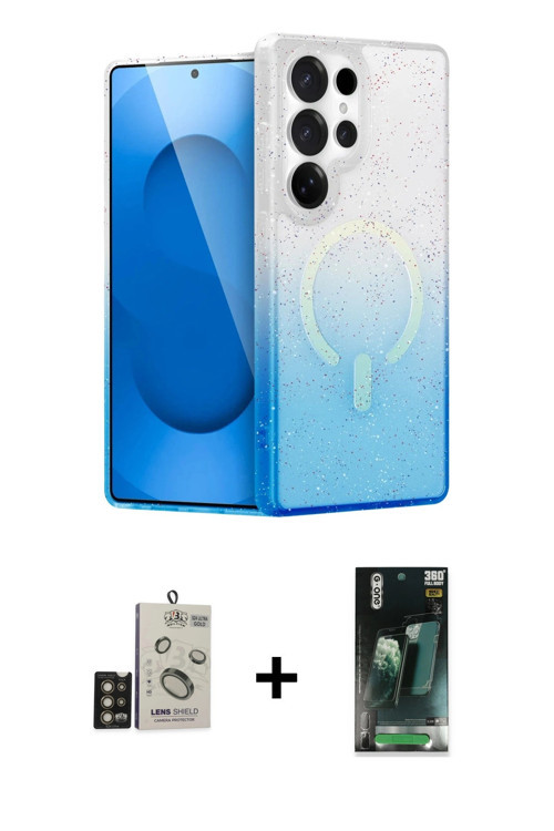 Galaxy S24 Ultra Kılıf Eksen Minimal Özel Seri - Siyah 360 Mat Full Body Arka Koruyucu + Gold B
