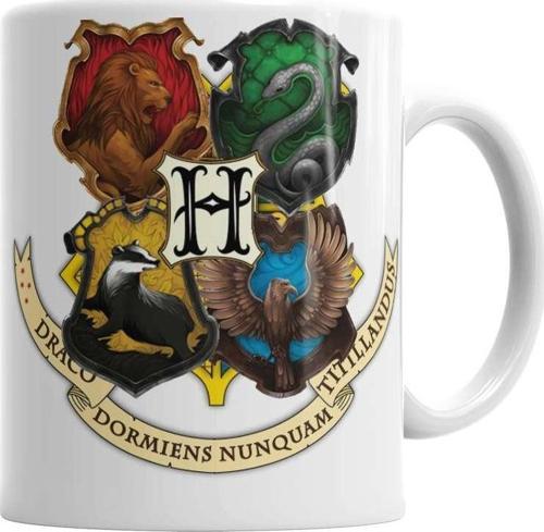 Harry Potter Hogwarts Logo Gryffindor Slytherin Ravenclaw Hufflepuff Kupa Bardak Porselen