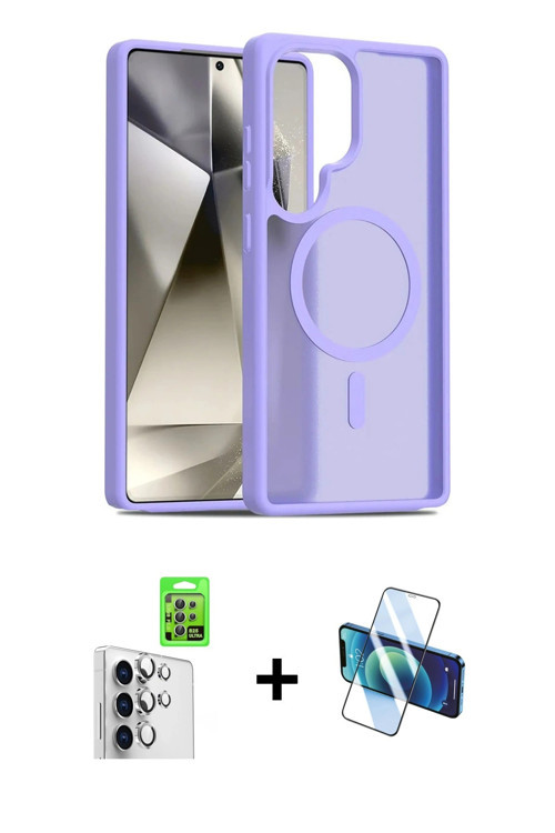 Galaxy S25 Ultra Kılıf Siluet Minimal Prime - Siyah 3D Antistatik Cam Ekran Koruyucu + Gümüş Ra