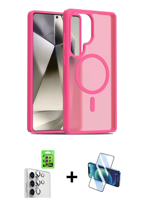 Galaxy S25 Ultra Kılıf Siluet Minimal Prime - Siyah 3D Antistatik Cam Ekran Koruyucu + Gümüş Ra
