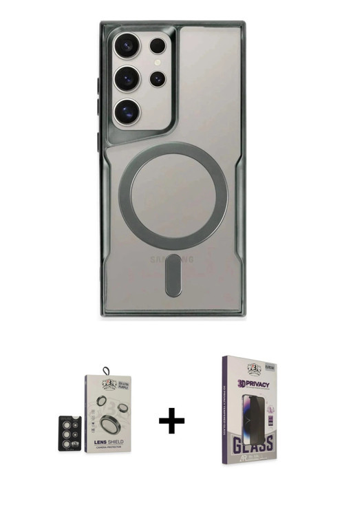 Galaxy S24 Ultra Kılıf Yadigar Klasik Özel Seri - Siyah Bilvis Hayalet Cam Ekran Koruyucu + Der