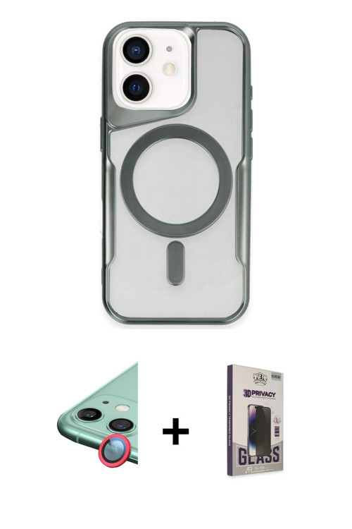 iPhone 11 Kılıf Yadigar Klasik Özel Seri - Siyah Bilvis Hayalet Cam Ekran Koruyucu + Kırmızı Ra