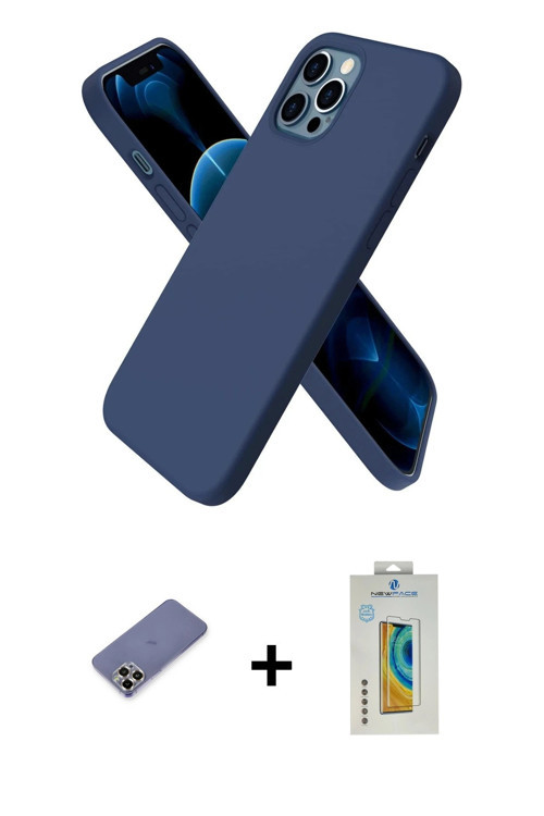 iPhone 12 Pro Kılıf Kozmos Yansıma Özel Seri - Siyah Polymer Nano Ekran Koruyucu + Gold Metal K