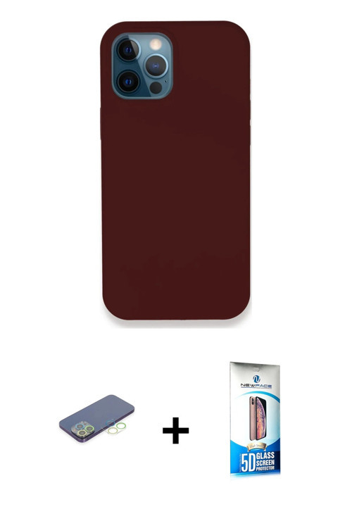iPhone 12 Pro Max Kılıf Zirve Modern Özel Seri - Siyah 5D Eko Cam Ekran Koruyucu + Yeşil Renkli