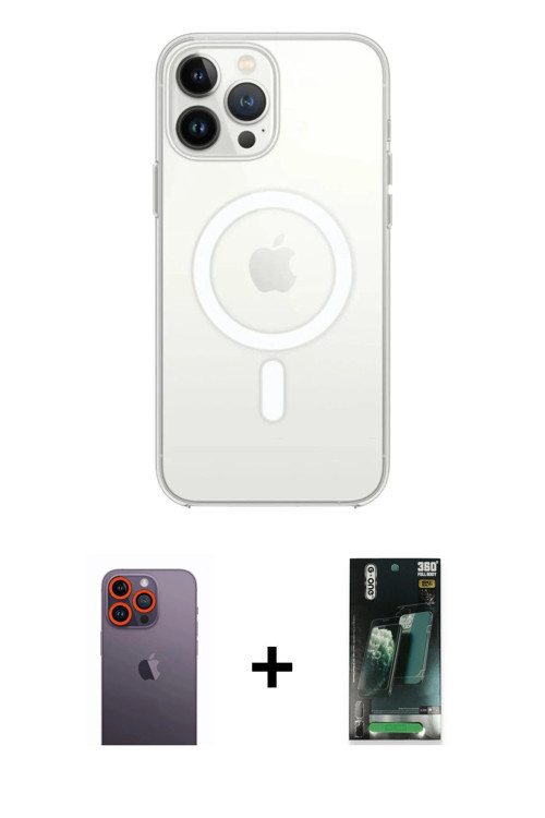 ieg™ iPhone 12 Pro Kılıf Kutup Klasik Serisi - Şeffaf 360 Full Body Arka Koruyucu + Turuncu Neon Fos