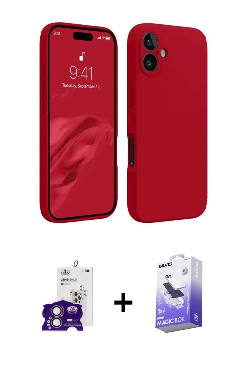 iPhone 16 Kılıf Kozmos Yansıma Özel Seri - Siyah Bilvis 5in1 5D Magic Hayalet Cam Ekran Koruyuc