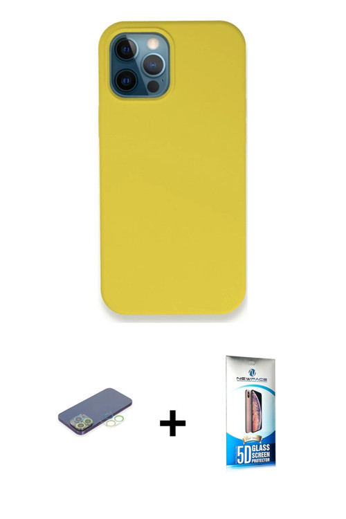 iPhone 12 Pro Max Kılıf Zirve Modern Özel Seri - Siyah 5D Eko Cam Ekran Koruyucu + Yeşil Renkli