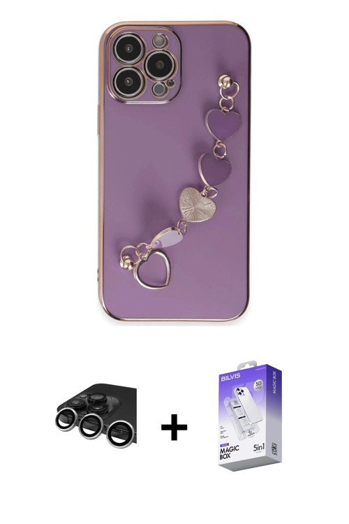 iPhone 14 Pro Max Kılıf Nova Işık Prime - Siyah Bilvis 5in1 3D Magic Cam Ekran Koruyucu + Gümüş