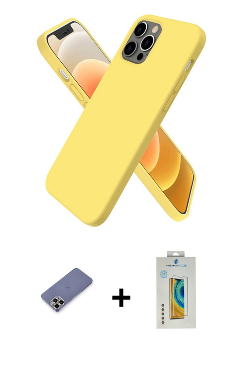 iPhone 12 Pro Kılıf Kozmos Yansıma Özel Seri - Siyah Polymer Nano Ekran Koruyucu + Gold Metal K