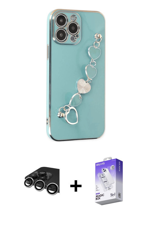 iPhone 14 Pro Max Kılıf Nova Işık Prime - Siyah Bilvis 5in1 3D Magic Cam Ekran Koruyucu + Gümüş