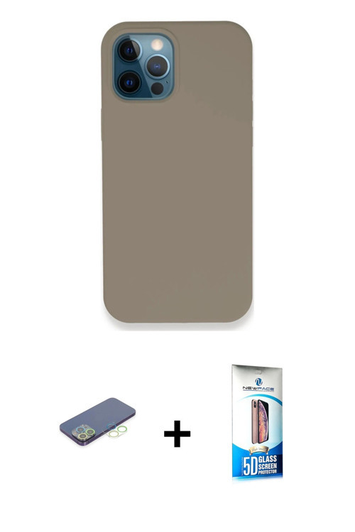 iPhone 12 Pro Max Kılıf Zirve Modern Özel Seri - Siyah 5D Eko Cam Ekran Koruyucu + Yeşil Renkli