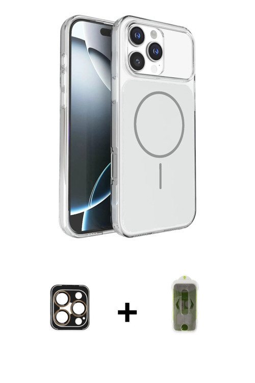 iPhone 16 Pro Max Kılıf Kutup Doku Serisi - Siyah Joko Magic 5D Hayalet Cam + Gold PVD Metal Ka