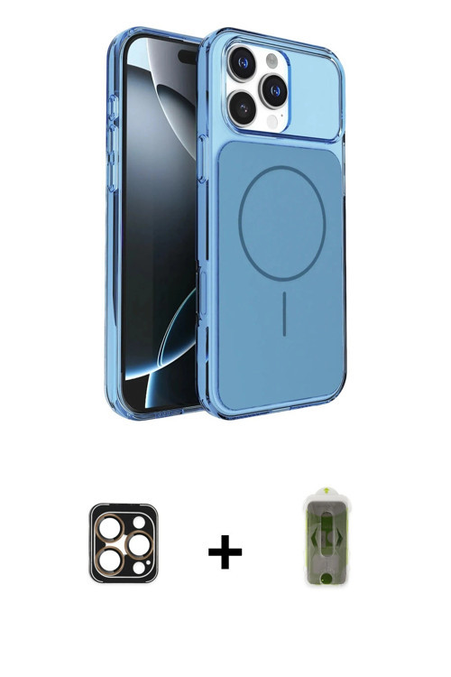 iPhone 16 Pro Max Kılıf Kutup Doku Serisi - Siyah Joko Magic 5D Hayalet Cam + Gold PVD Metal Ka