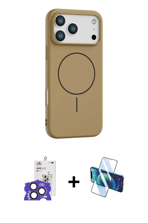 iPhone 17 Pro Max Kılıf Yankı Form Serisi - Siyah 3D Antistatik Cam Ekran Koruyucu + Natural Gr