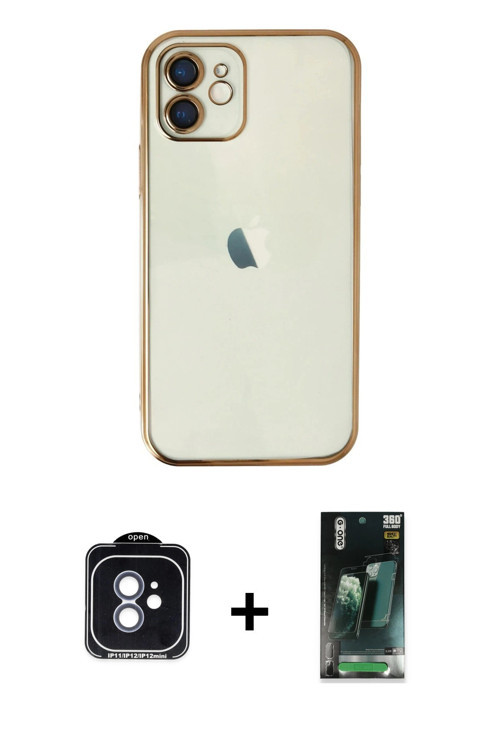 iPhone 11 Kılıf Vadi Minimal - Siyah 360 Mat Full Body Arka Koruyucu + Mavi PVD Metal Kamera Le