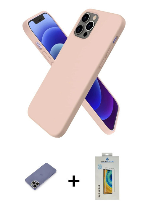 iPhone 12 Pro Kılıf Kozmos Yansıma Özel Seri - Siyah Polymer Nano Ekran Koruyucu + Gold Metal K
