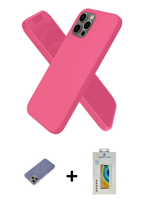 iPhone 12 Pro Kılıf Kozmos Yansıma Özel Seri - Siyah Polymer Nano Ekran Koruyucu + Gold Metal K