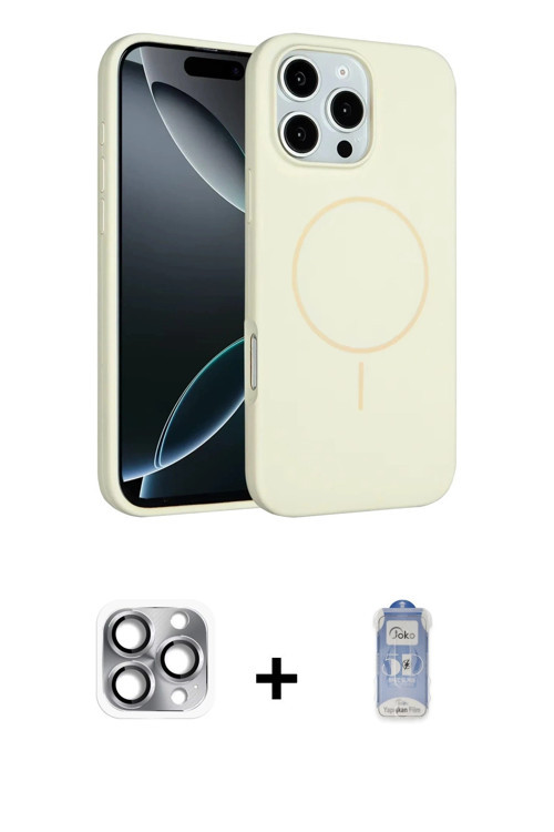 iPhone 16 Pro Max Kılıf Yankı Form Serisi - Siyah Joko Magic 5D Cam + Gri Pers Alüminyum Kamera