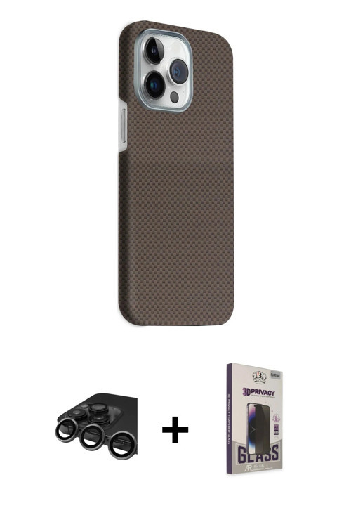 ieg™ iPhone 15 Pro Max Kılıf Kozmos Klasik Prime - Siyah Bilvis Hayalet Cam Ekran Koruyucu + Titanyu