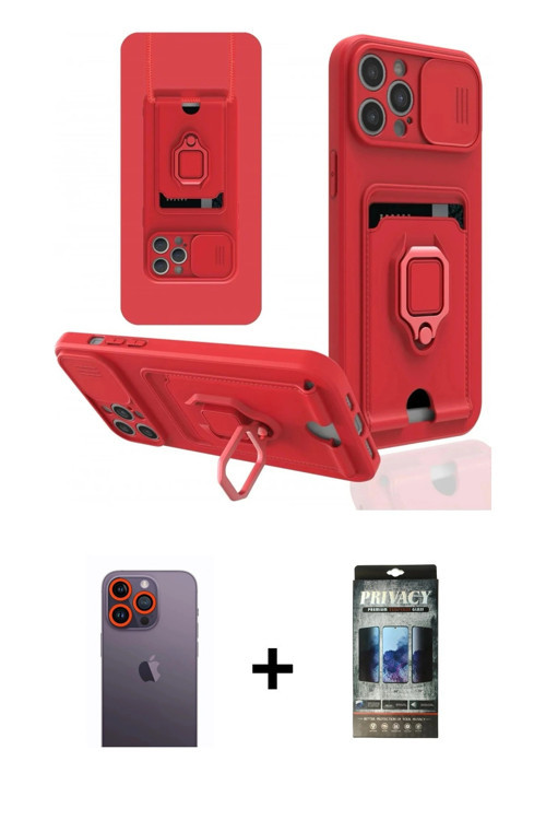 iPhone 12 Pro Kılıf Vadi Form Prime - Siyah 34D Hayalet Izgaralı Cam + Turuncu Neon Fosforlu Ka