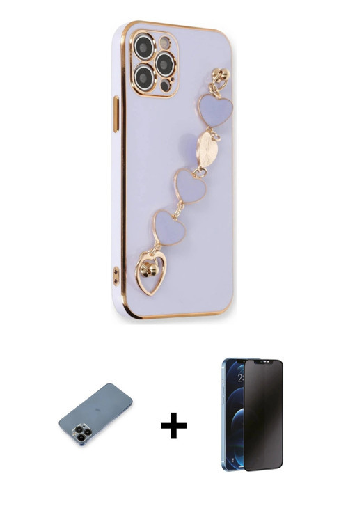 iPhone 12 Pro Kılıf Nova Işık Prime - Siyah 3D Antistatik Hayalet Cam Ekran Koruyucu + Siyah Sh