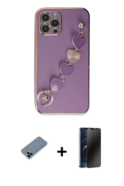 iPhone 12 Pro Kılıf Nova Işık Prime - Siyah 3D Antistatik Hayalet Cam Ekran Koruyucu + Siyah Sh