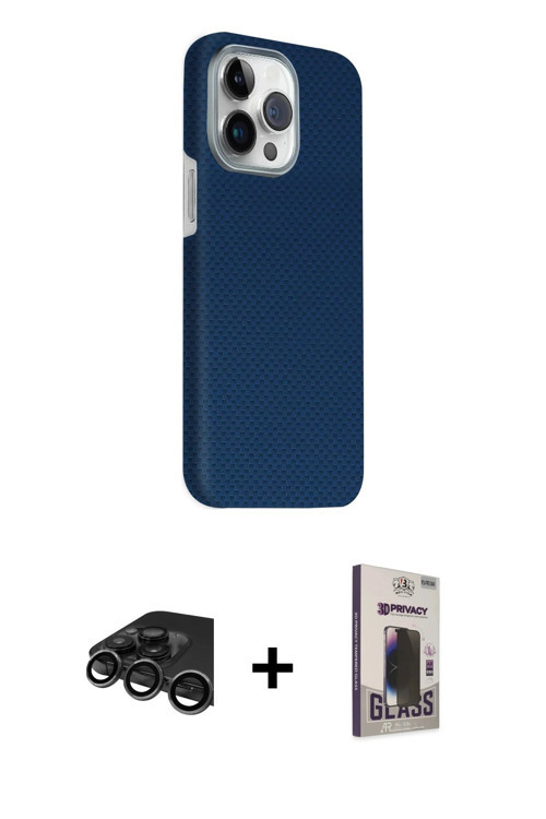 ieg™ iPhone 15 Pro Max Kılıf Kozmos Klasik Prime - Siyah Bilvis Hayalet Cam Ekran Koruyucu + Titanyu