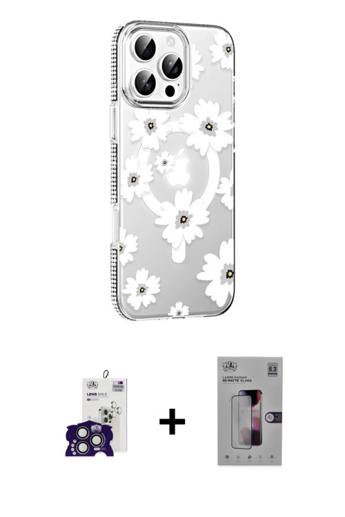 iPhone 16 Pro Max Kılıf Yörünge Işık Prime - Siyah Bilvis 3D Mat Cam Ekran Koruyucu + Titanyum