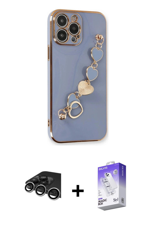 iPhone 14 Pro Max Kılıf Nova Işık Prime - Siyah Bilvis 5in1 3D Magic Cam Ekran Koruyucu + Gümüş