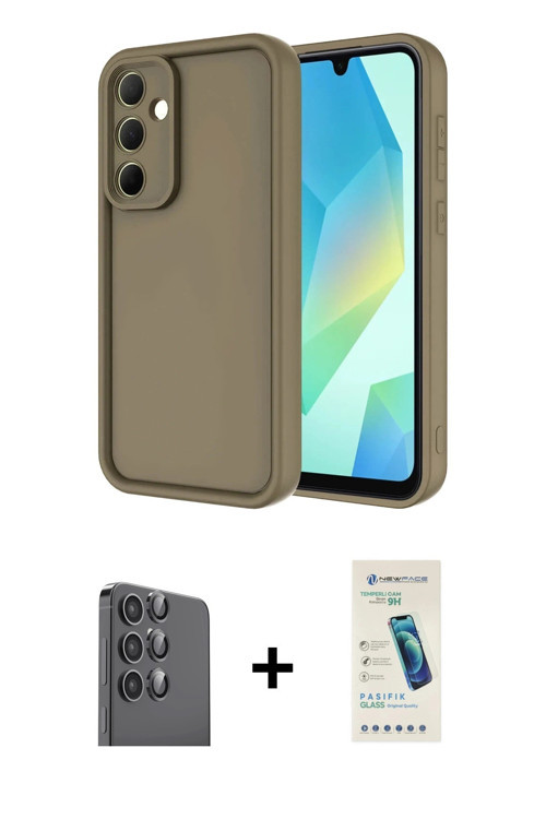 Galaxy A16 5G Kılıf Yankı Yansıma Özel Seri - Şeffaf Pasifik Cam Ekran Koruyucu + Siyah Raze Me