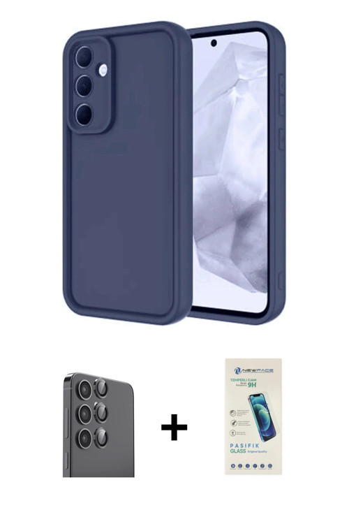 Galaxy A16 5G Kılıf Yankı Yansıma Özel Seri - Şeffaf Pasifik Cam Ekran Koruyucu + Siyah Raze Me