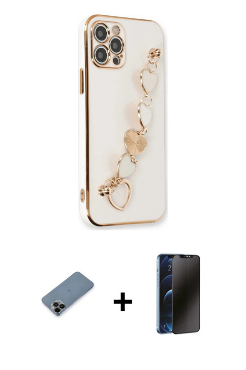 iPhone 12 Pro Kılıf Nova Işık Prime - Siyah 3D Antistatik Hayalet Cam Ekran Koruyucu + Siyah Sh