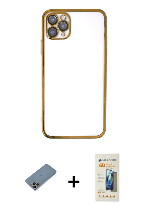 ieg™ iPhone 11 Pro Max Kılıf Vadi Minimal - Siyah 6D Mat Seramik Hayalet Nano Ekran Koruyucu + Gökku