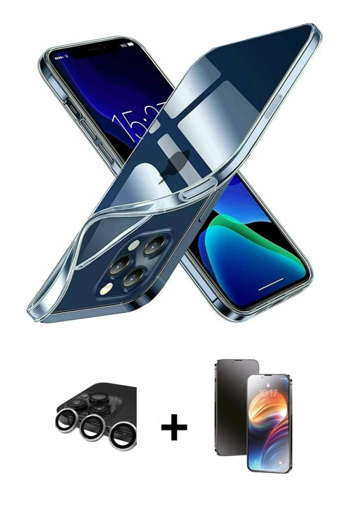 ieg™ iPhone 15 Pro Kılıf Zirve Doku - Siyah 3D Antistatik Mat Seramik Nano Ekran Koruyucu + Gümüş Ra
