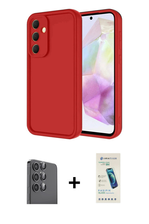 Galaxy A16 5G Kılıf Yankı Yansıma Özel Seri - Şeffaf Pasifik Cam Ekran Koruyucu + Siyah Raze Me