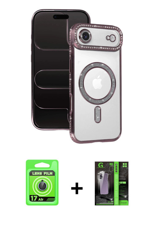 iPhone 17 Air Kılıf Zirve Doku Prime - Siyah 360 Mat Full Body Arka Koruyucu + Mavi Raze Metal