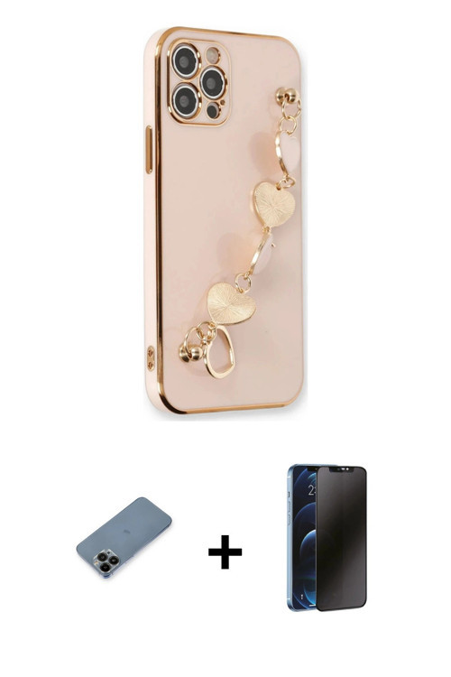 iPhone 12 Pro Kılıf Nova Işık Prime - Siyah 3D Antistatik Hayalet Cam Ekran Koruyucu + Siyah Sh