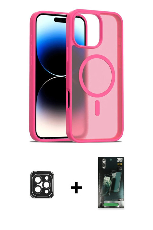 iPhone 16 Pro Max Kılıf Siluet Minimal Prime - Siyah 360 Mat Full Body Arka Koruyucu + Siyah PV