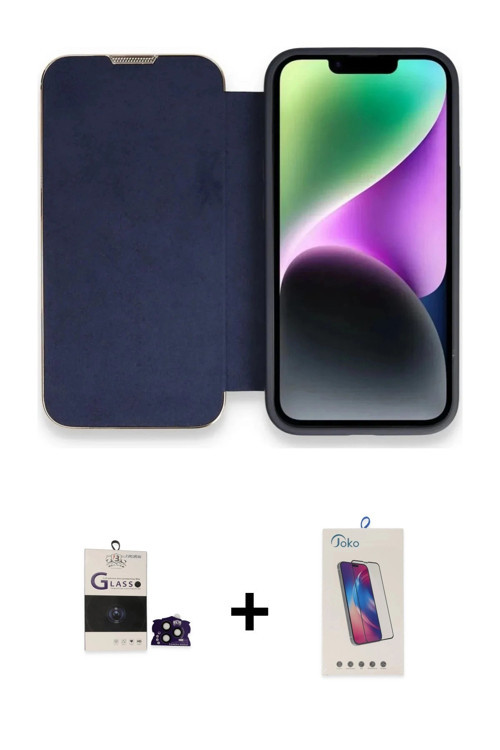 iPhone 14 Pro Max Kılıf Siluet Minimal Serisi - Siyah Joko 5D Cam + Siyah Bilvis Titan Kamera L
