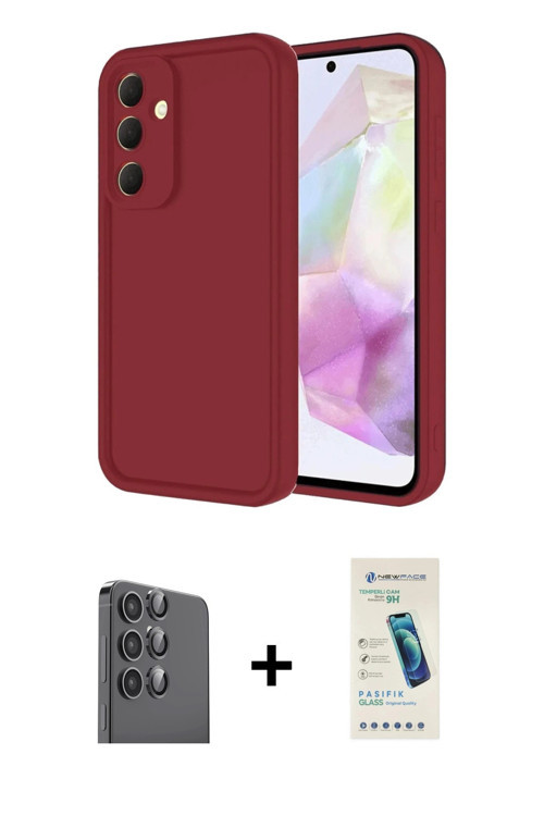 Galaxy A16 5G Kılıf Yankı Yansıma Özel Seri - Şeffaf Pasifik Cam Ekran Koruyucu + Siyah Raze Me