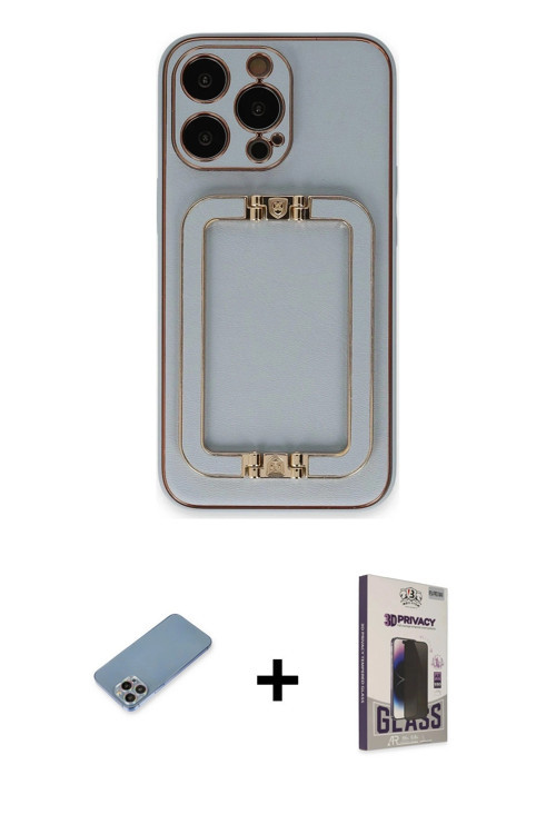 iPhone 13 Pro Max Kılıf Kozmos Minimal Prime - Siyah Bilvis Hayalet Cam Ekran Koruyucu + Gökkuş