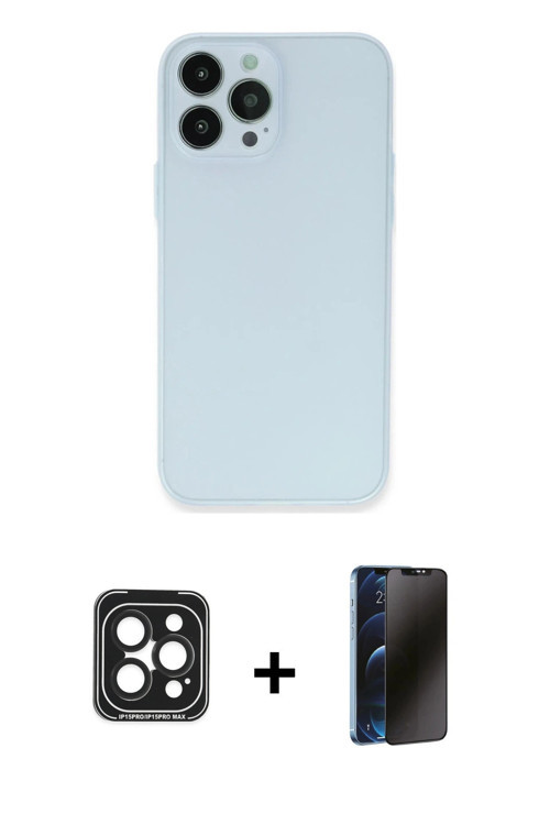 iPhone 15 Pro Max Kılıf Atlas Minimal Prime - Siyah 3D Antistatik Hayalet Cam Ekran Koruyucu +
