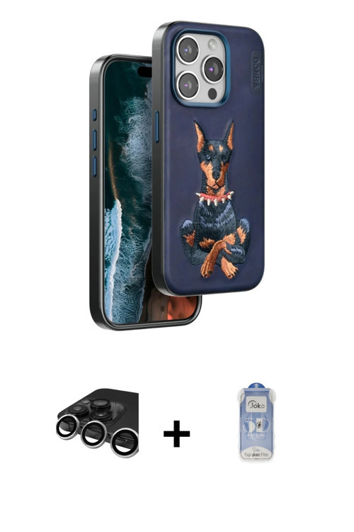 iPhone 15 Pro Max Kılıf Nova Form Koleksiyonu - Siyah Joko Magic 5D Cam + Gümüş Raze Metal Kame