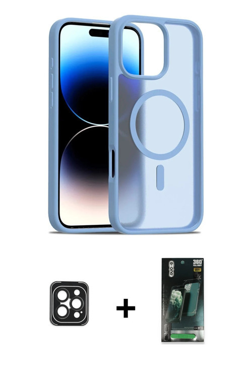 iPhone 16 Pro Max Kılıf Siluet Minimal Prime - Siyah 360 Mat Full Body Arka Koruyucu + Siyah PV