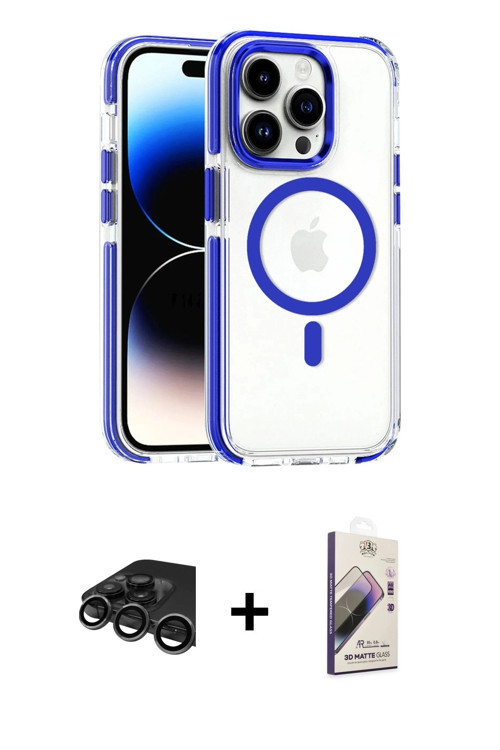 ieg™ iPhone 15 Pro Kılıf Kozmos Doku Koleksiyonu - Siyah Bilvis 3D Mat Cam Ekran Koruyucu + Titanyum