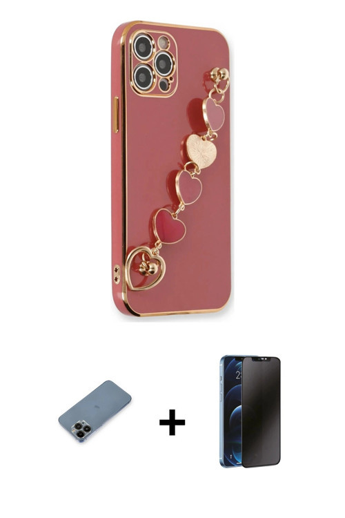 iPhone 12 Pro Kılıf Nova Işık Prime - Siyah 3D Antistatik Hayalet Cam Ekran Koruyucu + Siyah Sh